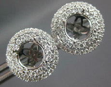 LARGE .48CT DIAMOND 18KT WHITE GOLD 4 PRONG DOUBLE HALO SEMI MOUNT STUD EARRINGS