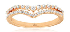 .25CT DIAMOND 14KT ROSE GOLD 3D ROUND CLASSIC DOUBLE V SHAPE BUTTERFLY LOVE RING