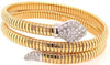 ESTATE LARGE .80CT DIAMOND 18KT 2 TONE GOLD 3D COBRA SNAKE CUFF BANGLE BRACELET