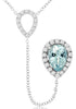 .90CT DIAMOND & AAA AQUAMARINE 14KT WHITE GOLD PEAR SHAPE & ROUND LOVE NECKLACE