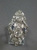 ANTIQUE LARGE ART DECO .71CT OLD MINE DIAMOND & AAA SAPPHIRE PLATINUM RING 27762
