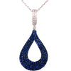 LARGE 3.1CT DIAMOND & AAA SAPPHIRE 18K WHITE GOLD 3D MULTI ROW TEAR DROP PENDANT