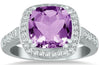 2.85CT DIAMOND & AAA AMETHYST 14KT WHITE GOLD 3D CUSHION & ROUND SQUARE FUN RING