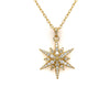 LARGE .76CT DIAMOND 18KT YELLOW GOLD 3D CLASSIC SUNBURST FLOWER FLOATING PENDANT
