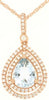 1.70CT DIAMOND & AAA AQUAMARINE 14KT ROSE GOLD PEAR SHAPE HALO FLOATING PENDANT