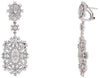 ESTATE 3.20CT DIAMOND 18KT WHITE GOLD 3D OVAL FLOWER CLIP ON HANGING EARRINGS