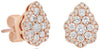 .64CT DIAMOND 14K ROSE GOLD ROUND CLASSIC CLUSTER TEAR DROP FLORAL STUD EARRINGS