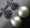 2.5CT AAA AMETHYST & RHODOLITE & SOUTH SEA PEARL 18K WHITE GOLD HANGING EARRINGS