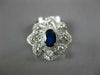 ESTATE 1.35CT DIAMOND & AAA SAPPHIRE 14K WHITE GOLD OVAL & ROUND FLOWER FUN RING