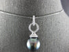 LARGE .45CT DIAMOND AAA TAHITIAN PEARL 14K WHITE GOLD LOVE KNOT FLOATING PENDANT