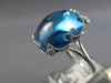 EXTRA LARGE 18.06CT DIAMOND & AAA BLUE TOPAZ 14K WHITE GOLD SQUARE CABOCHON RING