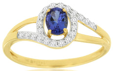 .40CT DIAMOND & AAA TANZANITE 14KT 2 TONE GOLD OVAL & ROUND FRIENDSHIP LOVE RING