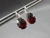 1.42CT DIAMOND & AAA GARNET 14KT WHITE GOLD 3D OVAL & ROUND FUN HANGING EARRINGS