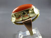ANTIQUE LARGE AAA CORAL 14KT YELLOW & ROSE GOLD HANDCRAFTED FLORAL RING #28031