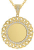 LARGE 1.24CT DIAMOND 14KT YELLOW GOLD ENGRAVEABLE CIRCULAR FUN FLOATING PENDANT