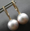 ESTATE .11CT DIAMOND & AAA PINK SOUTH SEA PEARL 14KT ROSE GOLD HANGING EARRINGS