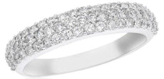 .97CT DIAMOND 18KT WHITE GOLD CLASSIC ROUND 3 ROW PAVE WEDDING ANNIVERSARY RING