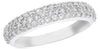 .97CT DIAMOND 18KT WHITE GOLD CLASSIC ROUND 3 ROW PAVE WEDDING ANNIVERSARY RING