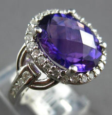 4.88CT DIAMOND & AAA AMETHYST 14KT WHITE GOLD OVAL & ROUND HALO ENGAGEMENT RING