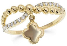.17CT DIAMOND 14KT YELLOW GOLD 3D CRISS CROSS INFINITY FLOATING FLOWER LOVE RING