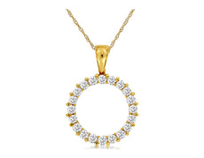 .25CT DIAMOND 14K YELLOW GOLD ROUND SHARED PRONG CIRCLE OF LIFE FLOATING PENDANT