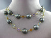 Estate Long 54.26Ct Multi Color Gem 18Kt Yellow Gold Pearl By The Yard Necklace