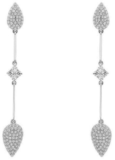 .72CT DIAMOND 14KT WHITE GOLD DOUBLE TEAR DROP BY THE YARD FUN HANGING EARRINGS