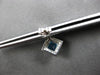 1.82CT DIAMOND & AAA BLUE TOPAZ 14K WHITE GOLD PRINCESS & ROUND HANGING EARRINGS