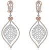 LARGE 6.40CT DIAMOND 18K WHITE & ROSE GOLD DOUBLE HEART CLIP ON HANGING EARRINGS