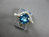1.88CT DIAMOND & AAA BLUE TOPAZ 14K 2 TONE GOLD CUSHION & ROUND GEOMETRICAL RING