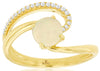 ESTATE .60CT DIAMOND & AAA OPAL 14KT YELLOW GOLD CRISS CROSS LOVE KNOT FUN RING