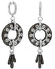 4.79CT WHITE & CHOCOLATE FANCY DIAMOND 14KT WHITE GOLD FLORAL CIRCULAR EARRINGS