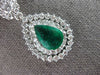 LARGE 5.32CT DIAMOND & AAA EMERALD 14KT WHITE GOLD 3D PEAR SHAPE PENDANT #27493