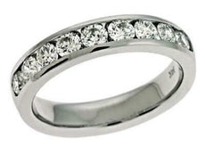 1.01CT DIAMOND 14KT WHITE GOLD 3D ROUND CHANNEL SEMI ETERNITY ANNIVERSARY RING