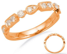 .34CT DIAMOND 14KT ROSE GOLD 3D ROUND RECTANGULAR & PEAR SHAPE FILIGREE FUN RING