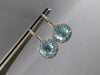 5.30CT DIAMOND & AAA BLUE TOPAZ 14KT WHITE GOLD HALO LEVERBACK HANGING EARRINGS