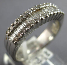 .55CT DIAMOND 18KT WHITE GOLD 3D ROUND & BAGUETTE 3 ROW WEDDING ANNIVERSARY RING