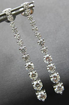 EXTRA LARGE 3.53CT DIAMOND 14KT WHITE GOLD 3D GRADUATING JOURNEY EARRINGS 28178