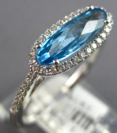 1.56CT DIAMOND & AAA BLUE TOPAZ 14K WHITE GOLD 3D OVAL & ROUND FILIGREE FUN RING