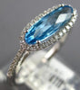 1.56CT DIAMOND & AAA BLUE TOPAZ 14K WHITE GOLD 3D OVAL & ROUND FILIGREE FUN RING