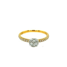 .52CT DIAMOND 18KT 2 TONE GOLD 3D CLASSIC CLUSTER SEMI ETERNITY FLOWER LOVE RING