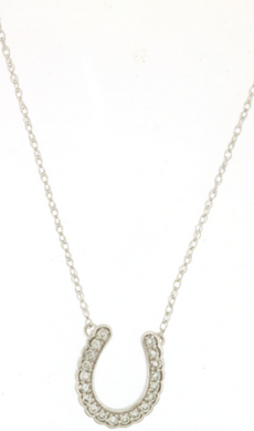 ESTATE .10CT DIAMOND 14KT WHITE GOLD 3D CLASSIC HORSESHOE LUCKY FUN NECKLACE
