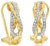 .22CT DIAMOND 14K YELLOW GOLD CRISS CROSS LOVE KNOT CLIP ON FUN HANGING EARRINGS