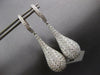 EXTRA LARGE 6.51CT DIAMOND 14KT WHITE GOLD 3D TEAR DROP HUGGIE HANGING EARRINGS