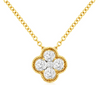 ESTATE .26CT DIAMOND 14K YELLOW GOLD CLASSIC 5 STONE CLOVER FLOWER LOVE NECKLACE