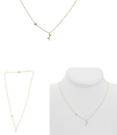 .07CT DIAMOND 14KT YELLOW GOLD 3D INITIAL I SOLITAIRE BY THE YARD FUN NECKLACE