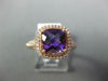 ESTATE 1.77CT DIAMOND & AAA AMETHYST 14KT ROSE GOLD CUSHION HALO FILIGREE RING