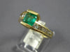 1.30CT DIAMOND & AAA EMERALD 14KT YELLOW GOLD BAGUETTE & ROUND ENGAGEMENT RING
