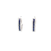 1.02CT DIAMOND & AAA SAPPHIRE 18KT WHITE GOLD 3 ROW HOOP HUGGIE HANGING EARRINGS