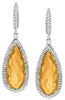 15.38CT DIAMOND & AAA CITRINE 14K WHITE GOLD 3D PEAR SHAPE & ROUND HALO EARRINGS